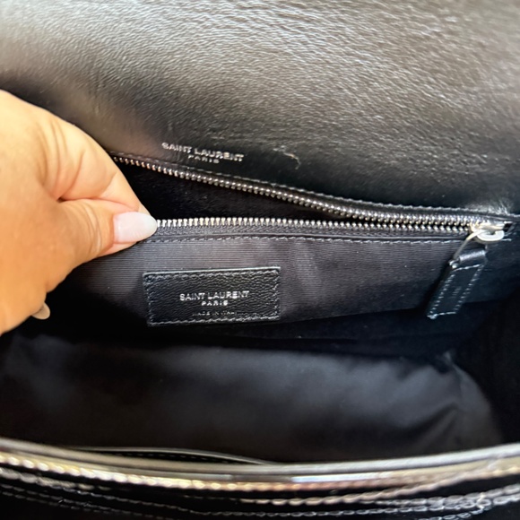 YSL Saint Laurent Patent Matelasse Monogram Medium Niki Chain Satchel Black - Picture 13 of 15
